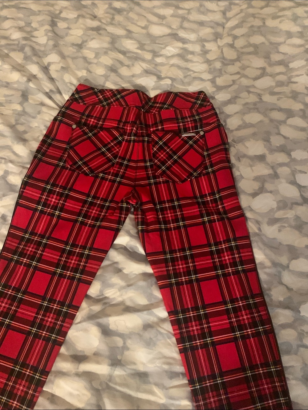 Luxe Red Plaid Skinny Pants